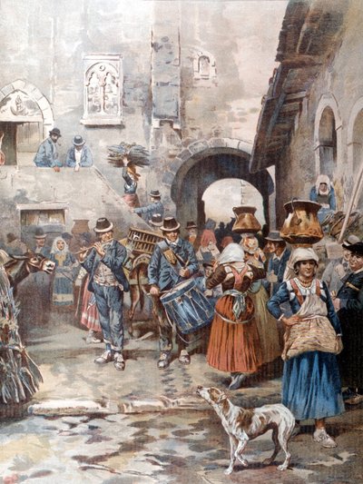 Véspera de Natal no campo romano há 100 anos. de A. Coleman