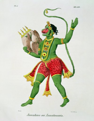 Hanuman, gravado por de Racinet de A. Geringer
