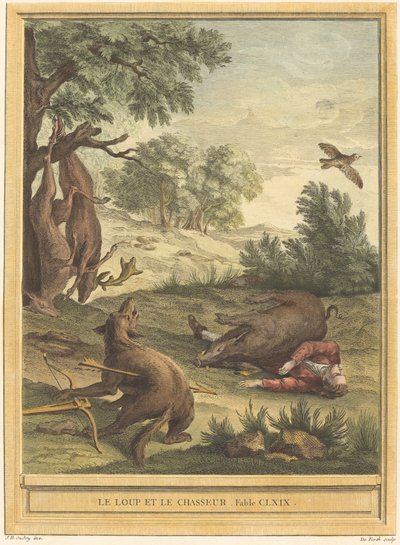 O Lobo e o Caçador de A. J. de Fehrt after Jean Baptiste Oudry