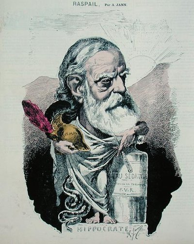 Caricatura de François Vincent Raspail (1794-1878) c.1870 (gravura colorida) de A. Jann