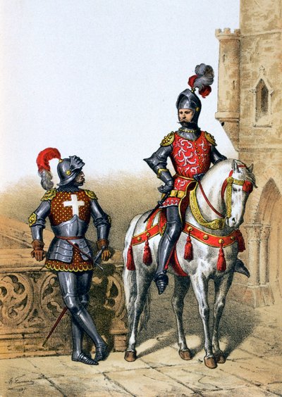 Capitão dos arqueiros em Paris e um cavaleiro, século 15, 1887 de A. Lemercier
