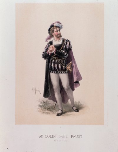 Monsieur Colin no papel de Fausto, ópera de Charles Gounod (litografia de A. Morton