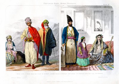 Raça caucasiana, curdos e persas, 1873. de A. Portier