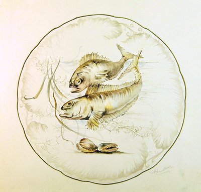 Projeto Wedgwood para um prato, c.1880 (aquarela sobre papel) de A. Proudlove