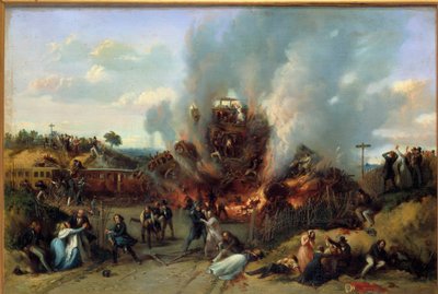 Desastre ferroviário em Bellevue na linha férrea de Versalhes 8/05/1842 Pintura por A. Provost (ativo 1834-1855) 1842 Sceaux, musee de l