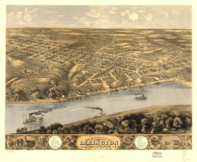 Vista aérea da cidade de Lexington, Lafayette Co., Missouri, 1869. LOC 73693481 de A. Ruger