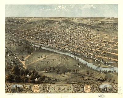 Vista aérea da cidade de Peru, Miami Co., Indiana 1868. LOC 73693386 de A. Ruger