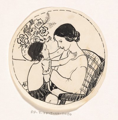 menina no colo da mãe de A. Tinbergen (signed by artist)
