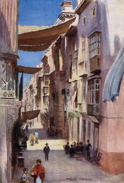 Uma rua em Múrcia (cor litho) de A. Trevor Haddon