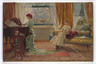 Um interior com duas senhoras, 1880 de A. Trevor Haddon