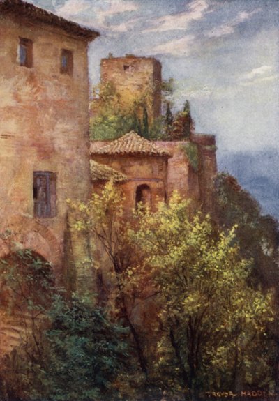 Granada, Exterior da Alhambra (cor litho) de A. Trevor Haddon