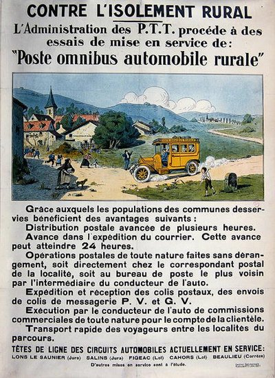 Cartaz publicitário do Omnibus dos Correios Franceses de A. Verecque