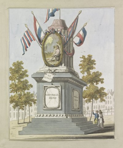 A Revolução, decoração na Place Royale, 1795 Dez placas das decorações no Alliantiefeest em Amsterdã em 1795 (título da série) de A. Verkerk