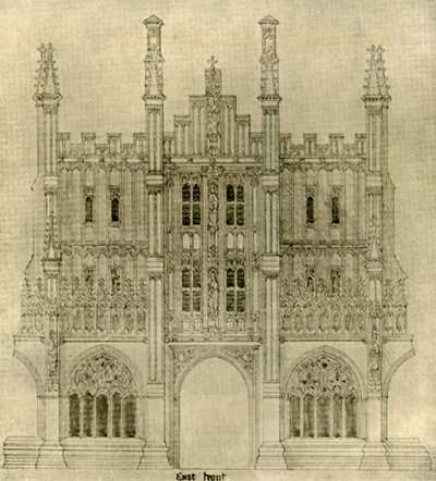 Desenho arquitetônico: frente leste, 1833-1834, 1906. de A. W. N. Pugin