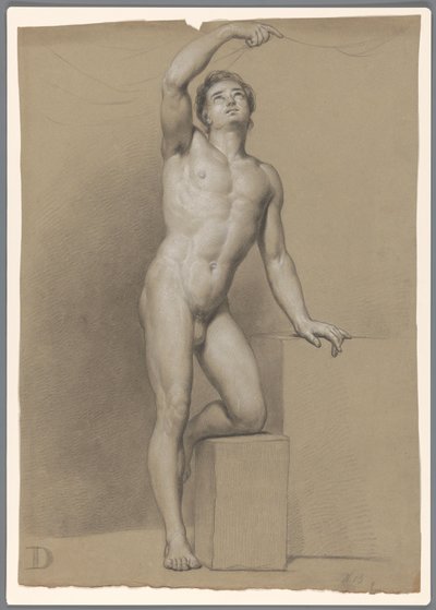 Nu masculino em pé, visto de frente de A. Waterloo (attributed to)