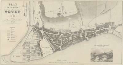 Mapa da cidade de Vevey em 1726 de A. de Mandrot