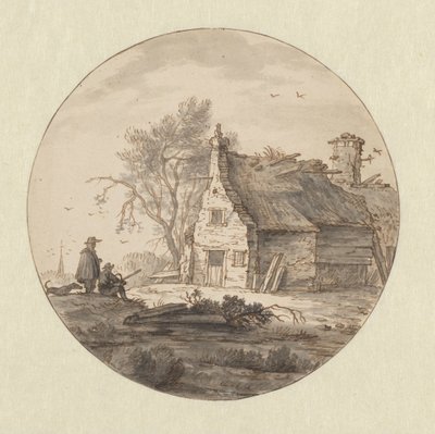 Casa agrícola dilapidada com um desenhista de Aarnout ter Himpel