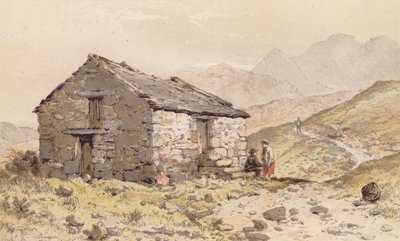 Cabana em Ghorphwysfa, País de Gales do Norte (cromolitografia) de Aaron Edwin Penley