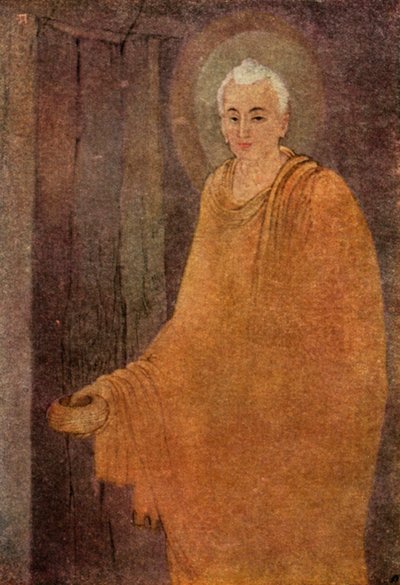 Buda como Mendicante (lito colorido) de Abanindranath Tagore