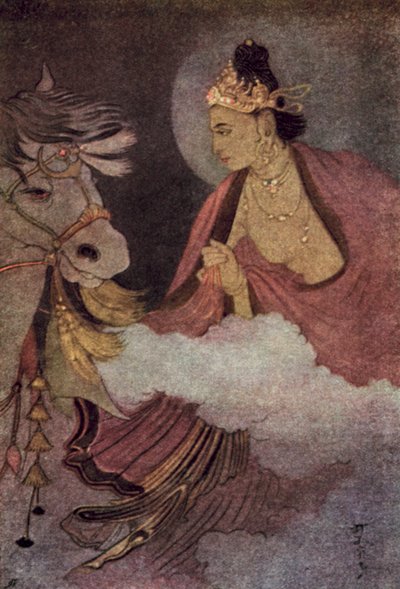 Partida do Príncipe Siddhartha (lito colorido) de Abanindranath Tagore