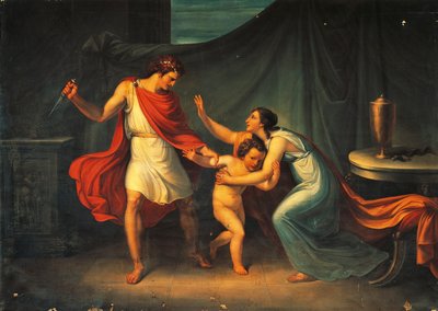 Pirro ameaça a vida do pequeno Astyanax de Abbondio Bagutti