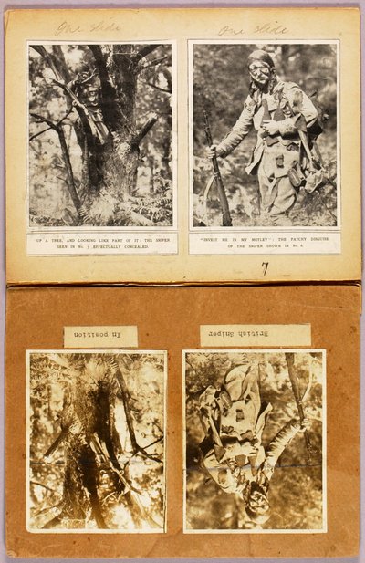 Camuflagem de atiradores furtivos britânicos (imagens iniciais), pasta de estudos para o livro Concealing Coloration in the Animal Kingdom de Abbott Handerson Thayer