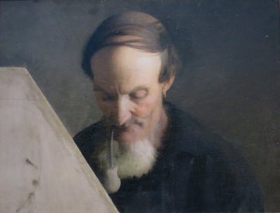 Pescador a remendar redes de Abbott Handerson Thayer