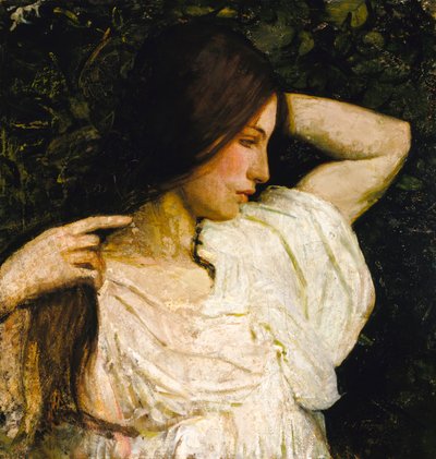 Garota arrumando o cabelo, 1918-1919. de Abbott Handerson Thayer
