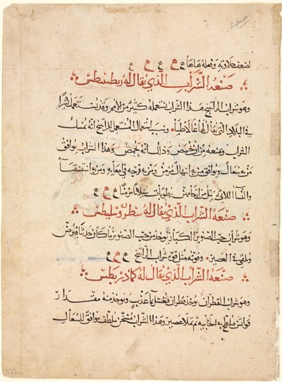 Página de texto de uma Matéria Médica de Dioscorides, c. 1224 de Abdallah ibn al Fadl