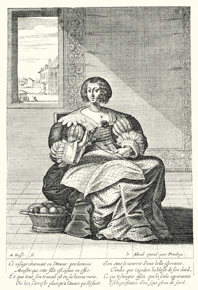 A Bordadeira (gravura) de Abraham (after) Bosse