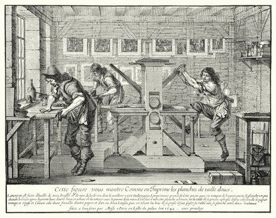 A Oficina do Engraver (gravura) de Abraham (after) Bosse