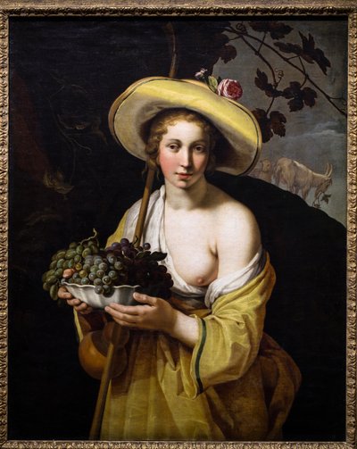 Bergere com um prato de uvas de Abraham Bloemaert