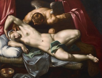 Cupido visitando Psyche at Night, ca. 1590. de Abraham Bloemaert