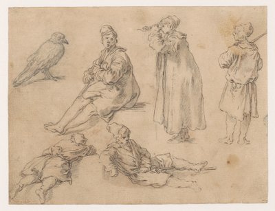 Um sentado e dois meninos em pé de Abraham Bloemaert