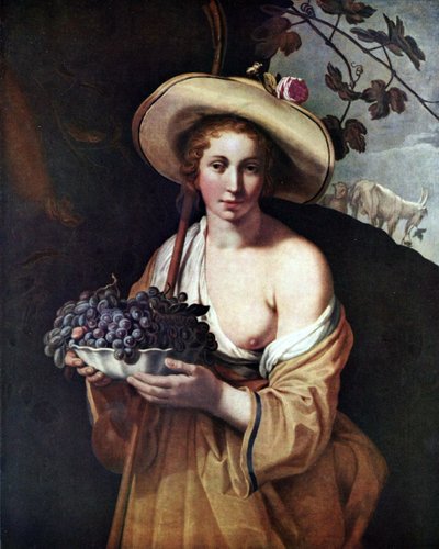 Alemão: Shepherdess with Grapes Shepherdess with Grapes de Abraham Bloemaert