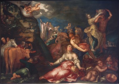 Moisés vence a água da rocha de Abraham Bloemaert