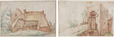 Casa do Camponês (reto); Ponte e Portão (verso) de Abraham Bloemaert