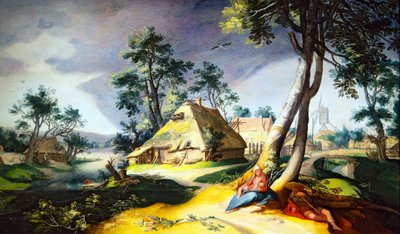 Descanso no voo para o Egipto (painel (papel colocado)) de Abraham Bloemaert