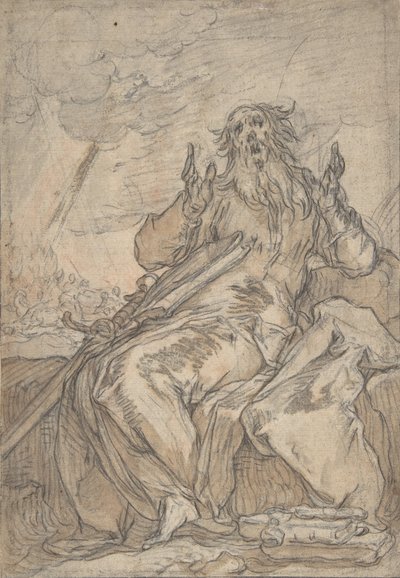 São Paulo Sentado, com sua conversão ao fundo, final do século XVI a meados do século XVII. de Abraham Bloemaert