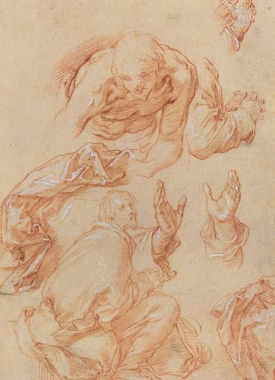 Estudos de Mãos e Figuras Dobradas [verso] de Abraham Bloemaert