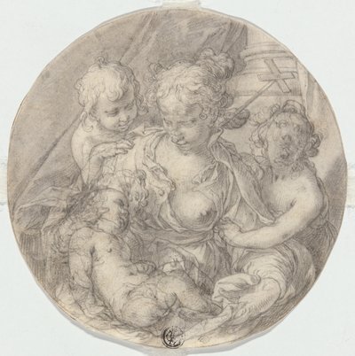 A Madona com o Menino Jesus, com o menino João Batista e outro Menino (Caritas) de Abraham Bloemaert