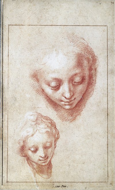 Dois Estudos da Cabeça da Virgem de Abraham Bloemaert
