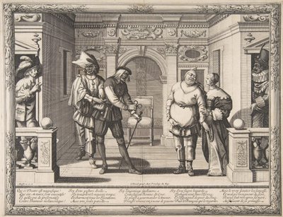 Atores no Hotel de Bourgogne, ca. 1633-34. de Abraham Bosse