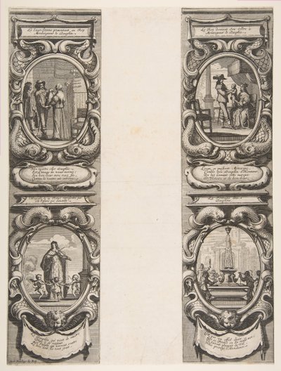 Almanach para 1639: Luís XIII e Ana da Áustria confiando o Reino e o Herdeiro Appa ..., 1638. de Abraham Bosse