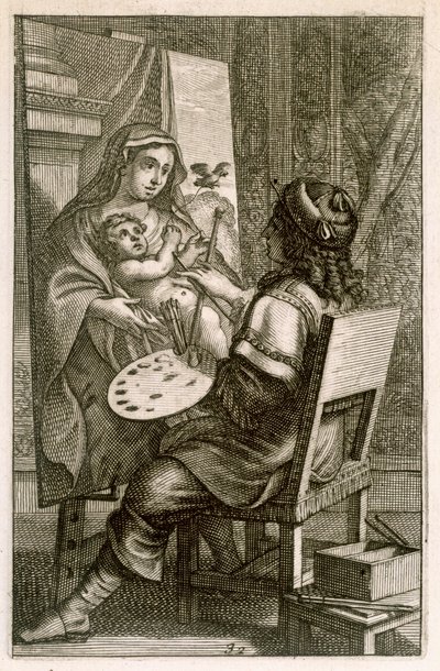 Artista no Trabalho, de &39;Recueil de Figures ..&39;, pub. Paris, 1737 de Abraham Bosse