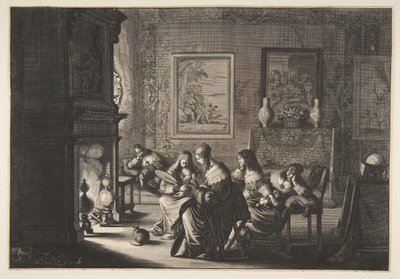 Virgens tolas dormindo As Virgens Loucas ficam maravilhadas enquanto aguardam a chegada do epo ..., ca. 1635 de Abraham Bosse