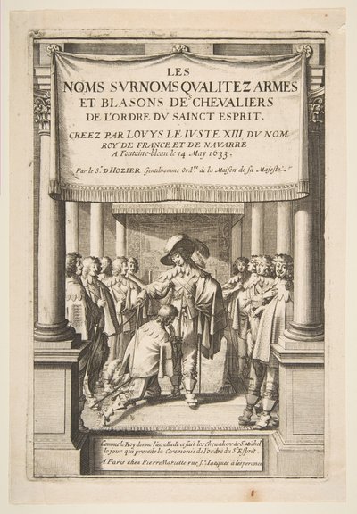 Frontispiece para Pierre dHoziers Os apelidos dos nomes qualificam armas e brasões de armas dos cavaleiros ..., 1634. de Abraham Bosse