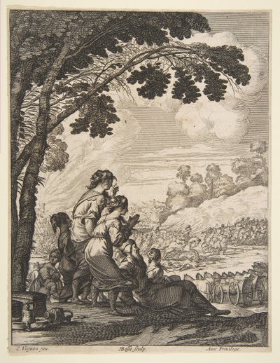 Ilustração de LAriane por Desmarets de Saint-Sorlin, Palamede a cavalo confronta ..., 1639. de Abraham Bosse