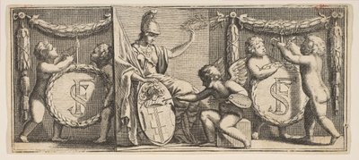 Minerva e os braços de François Sublet de Noyers Pintado pelo Geniu ..., meados do século XVII. de Abraham Bosse