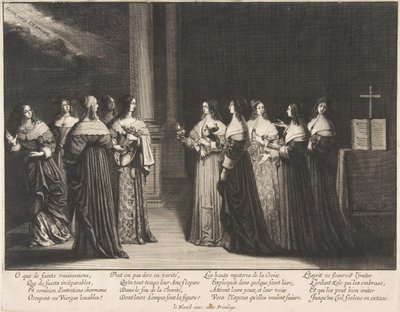 As Virgens Sábias recusam óleo às Virgens tolas, ca. 1635 de Abraham Bosse